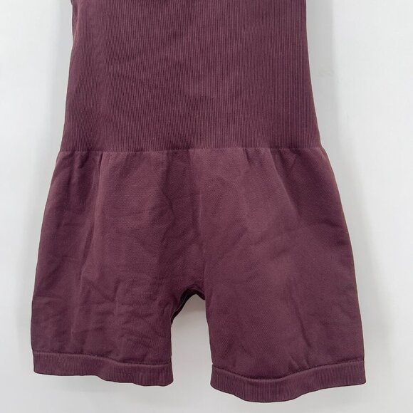 Bodied by B. Rachel Seamless Ribbed Workout Romper — Burgundy, Size Large - Picture 3 of 9